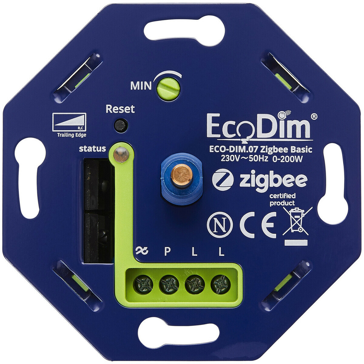 EcoDim - LED-Dimmer - Smart WiFi - ECO-DIM.07 - Phasenabschnittdimmer RC -  ZigBee - Unterputz - Einzeltaste - 0-200W