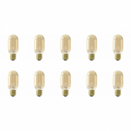 CALEX - LED Lampe 10er Pack - LED Röhrenlampe - Filament - E27 Sockel - Dimmbar - 4W - Warmweiß 2100K - Bernstein