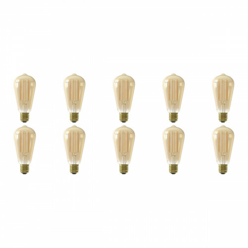 CALEX - LED Lampe 10er Pack - Rustikale - Filament ST64 - E27 Sockel - Dimmbar - 4W - Warmweiß 2100K - Bernstein