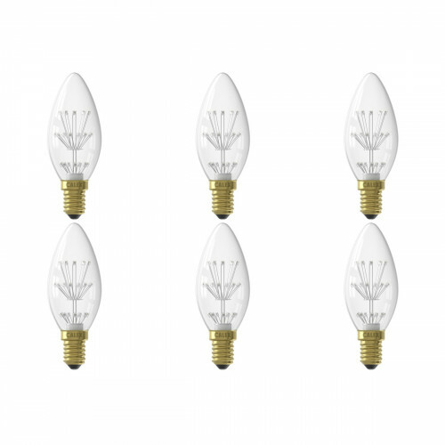 CALEX - LED Lamp 6er Pack - Kerzenlampe B35 - E14 Sockel - 1W - Warmweiß 2100K - Transparent