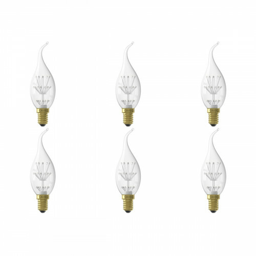 CALEX - LED Lamp 6er Pack - Kerzenlampe BXS35 - E14 Sockel - 1W - Warmweiß 2100K - Transparent