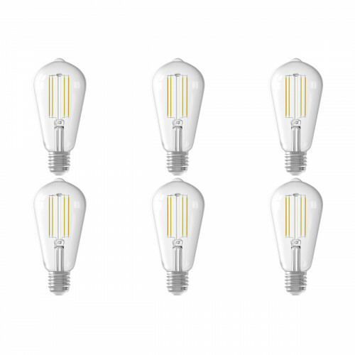 CALEX - LED Lamp 6er Pack - Smart LED ST64 - E27 Sockel - Dimmbar - 7W - Anpassbare Lichtfarbe - Transparent