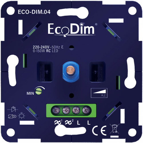 EcoDim - LED-Dimmer - ECO-DIM.04 - Phasenabschnittdimmer RC - Unterputz - Einzeltaste - 0-150W