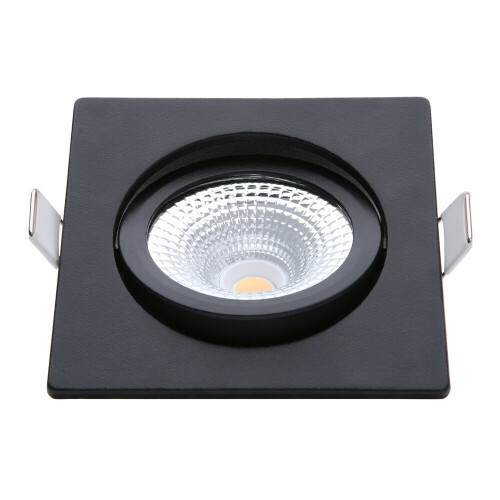 EcoDim - LED Spot - Einbauspot - ED-10026 - 5W - Wasserdicht IP54 - Dimmbar - Dim to Warm - Warmweiß 2000K-3000K - Mattschwarz - Aluminium - Quadrat - Schwenkbar