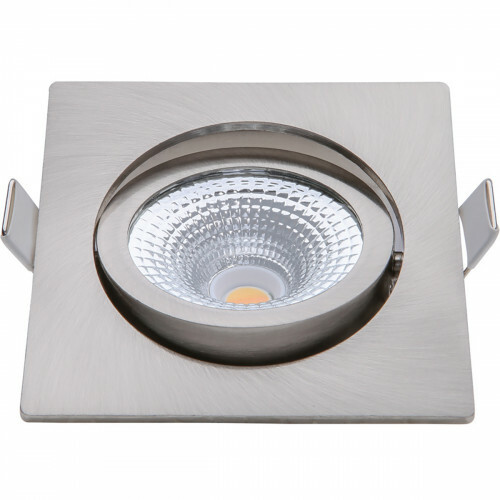 EcoDim - LED Spot - Einbauspot - ED-10027 - 5W - Wasserdicht IP54 - Dimmbar - Dim to Warm - Warmweiß 2000K-3000K - Gebürstetes Nickel - Aluminium - Quadrat - Schwenkbar