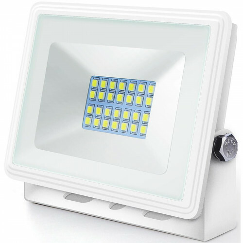 LED Baustrahler 20 Watt - LED-Strahler - Aigi Iglo - Kaltweiß 6400K - Wasserdicht IP65 - Mattweiß - Aluminium