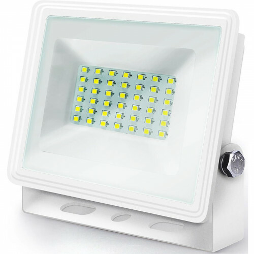 LED Baustrahler 30 Watt - LED-Strahler - Aigi Iglo - Kaltweiß 6400K - Wasserdicht IP65 - Mattweiß - Aluminium