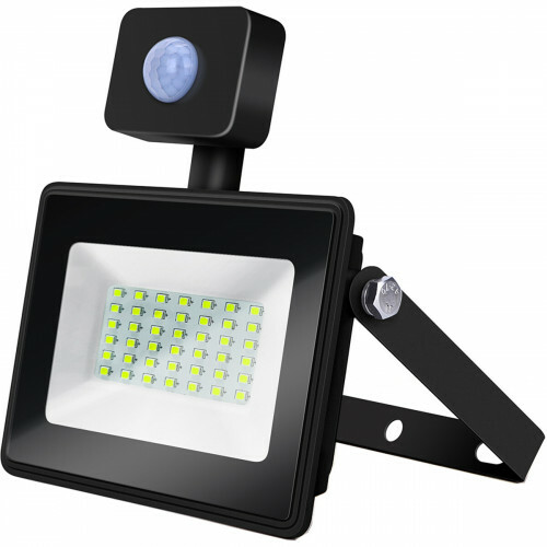LED Baustrahler 50 Watt mit Sensor - LED Fluter - Aigi Sunny - Tageslicht 6400K - Wasserdicht IP65 - Mattschwarz - Aluminium