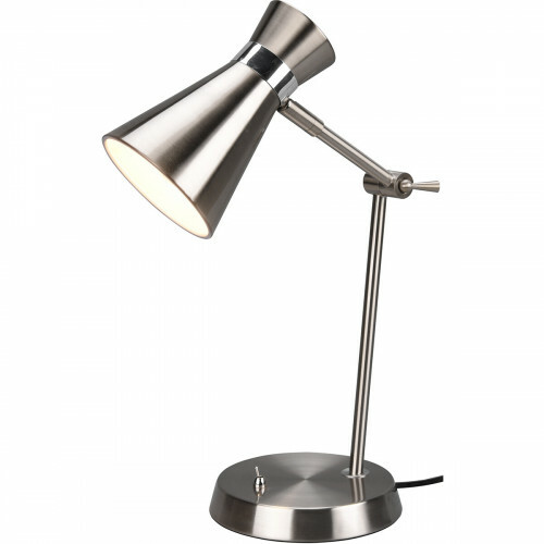 LED Schreibtischlampe - Tischbeleuchtung - Trion Ewomi - E27 Fassung - Rund - Matt Nickel - Aluminium