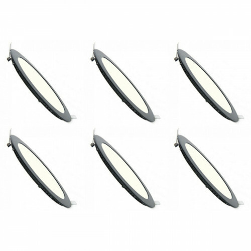 LED Downlight Slim 6er Pack - Einbau - 3W - Dimmbar - Universalweiß 4200K - Rund - Mattschwarz - Aluminium - Ø90mmm
