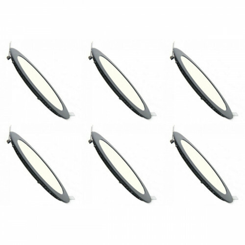 LED Downlight Slim 6er Pack - Einbau Rund 6W - Dimmbar - Universalweiß 4200K - Mattschwarz Aluminium - Ø120mm