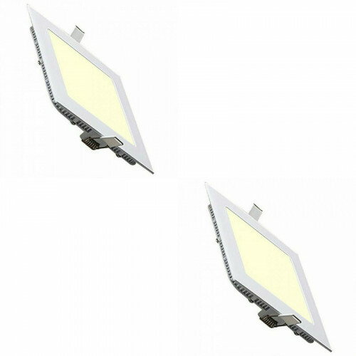LED Downlight Slim - Einbau Quadratisch 9W - Warmweiß 2700K - Mattweiß Aluminium - 146mm