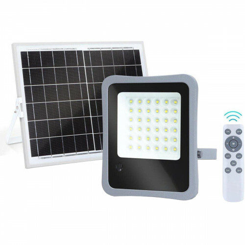 LED Flutlicht mit Solarenergie - LED Flutlicht - Aigi Florida - LED Solar Gartenbeleuchtung Wandleuchte - Fernbedienung - Wasserdicht IP65 - 100W - Kaltweiß 6500K