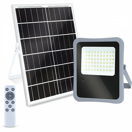 LED Flutlicht mit Solarenergie - LED Flutlicht - Aigi Florida - LED Solar Gartenbeleuchtung Wandleuchte - Fernbedienung - Wasserdicht IP65 - 300W - Kaltweiß 6500K