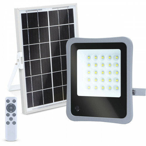 LED Flutlicht mit Solarenergie - LED Flutlicht - Aigi Florida - LED Solar Gartenbeleuchtung Wandleuchte - Fernbedienung - Wasserdicht IP65 - 50W - Kaltweiß 6500K