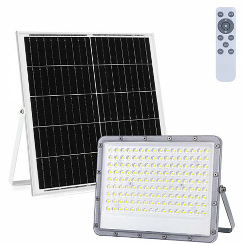LED Flutlicht mit Solarenergie - LED Flutlicht - Aigi Hatay - LED Solar Gartenbeleuchtung Wandleuchte - Fernbedienung - Wasserdicht IP65 - 200W - Kaltweiß 6500K