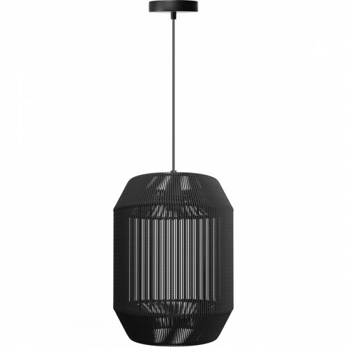 LED Hängelampe - Hängeleuchte - Aigi Aly - E27 Fassung - Rund - Matt Schwarz - Papier