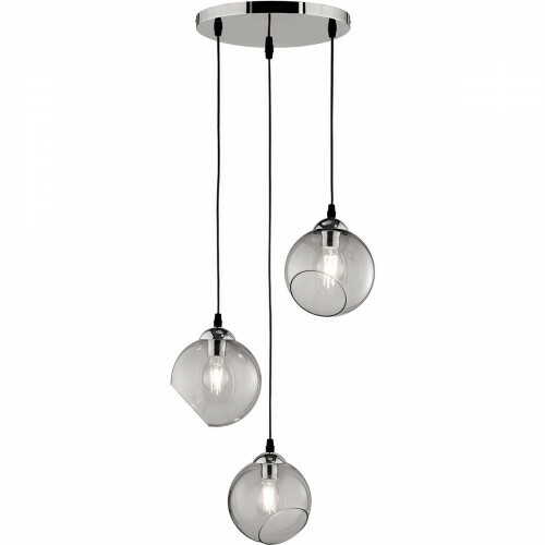 LED Hanglamp - Trion Klino - E27 Sockel - 3-flammig - Rund - Matt Chrom Rauchfarbe - Aluminium