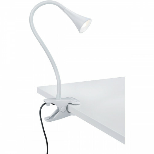 LED Klemmleuchte - Trion Vipa - 3W - Warmweiß 3000K - Glänzend Weiß - Kunststoff
