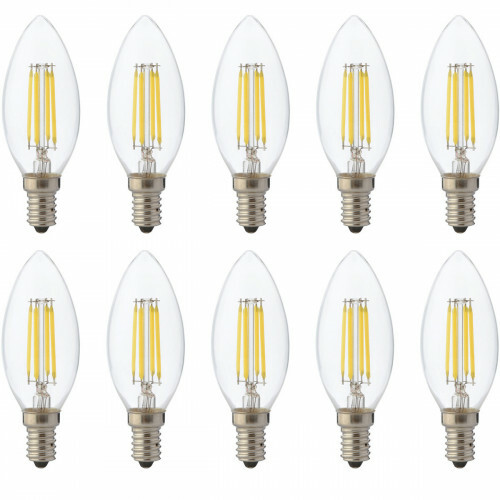 LED Lampe 10er Pack - Kerzenlampe - Filament - E14 Sockel - 6W Dimmbar - Warmweiß 2700K