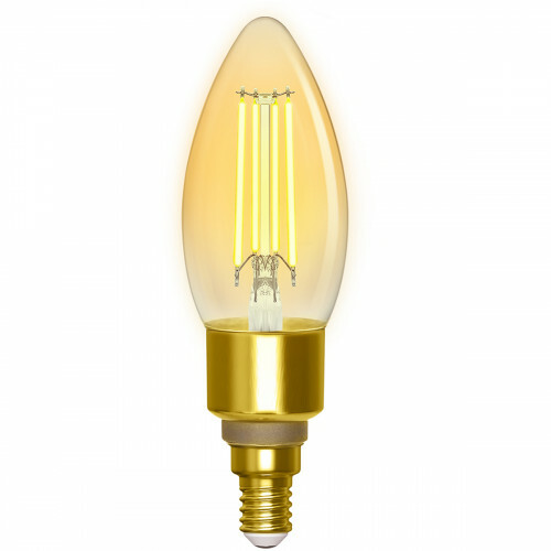 LED-Lampe - Filament - Smart LED - Aigi Delano - Birne C35 - 4.5W - E14 Fassung - Wifi LED + Bluetooth - Anpassbare Lichtfarbe - Bernstein - Glas