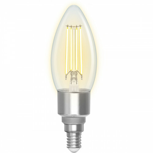 LED-Lampe - Filament - Smart LED - Aigi Delano - Birne C35 - 4.5W - E14 Fassung - Wifi LED + Bluetooth - Anpassbare Lichtfarbe - Transparent Klar - Glas