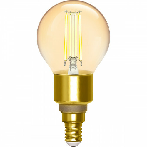 LED-Lampe - Filament - Smart LED - Aigi Delano - Birne G45 - 4.5W - E14 Fassung - Wifi LED + Bluetooth - Anpassbare Lichtfarbe - Bernstein - Glas