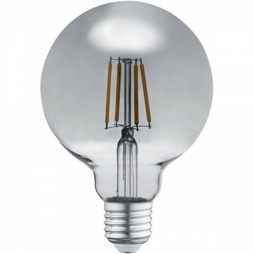 LED Lampe - Filament - Trion Globin - E27 Sockel - 6W - Warmweiß 3000K - Rauch - Aluminium