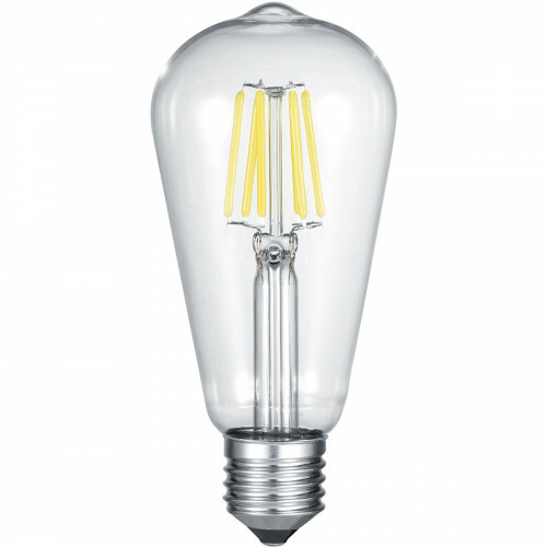 LED Lampe - Filament - Trion Kalon - E27 Sockel - 6W - Warmweiß 3000K - Durchsichtig - Aluminium