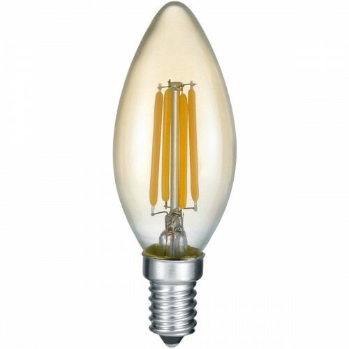 LED-Lampe - Filament - Trion Kirza - 4W - E14 Fassung - Warmweiß 2700K - Dimmbar - Bernstein - Glas