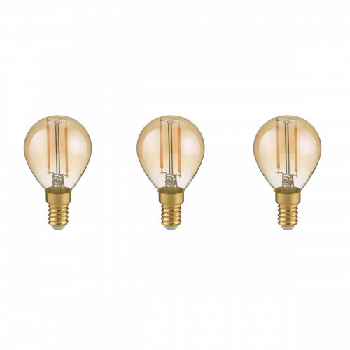 LED-Lampe - Filament - Trion Tropin - Set 3 Stück - E14 Fassung - 2W - Warmweiß 2700K - Bernstein - Glas