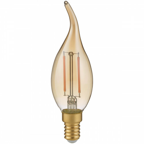 LED-Lampe - Kerzenlampe - Filament - Trion Kirza - E14 Fassung - 2W - Warmweiß 2700K - Bernstein - Glas
