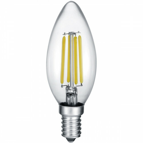 LED Lampe - Kerzenlampe - Filament - Trion Kurza - E14 Sockel - 4W - Warmweiß 2700K - Dimmbar - Durchsichtig - Glas