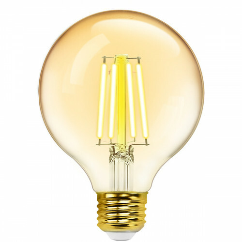 LED-Lampe - Smart LED - Aigi Rixona - Glühbirne G95 - 6W - E27 Fassung - WLAN-LED + Bluetooth - Anpassbare Lichtfarbe - Bernstein - Glas