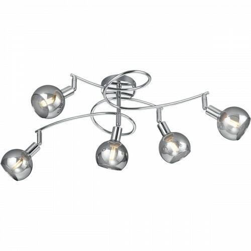 LED Deckenleuchte - Deckenbeleuchtung - Trion Brista - E14 Sockel - 5-flammig - Rund - Chrom - Aluminium