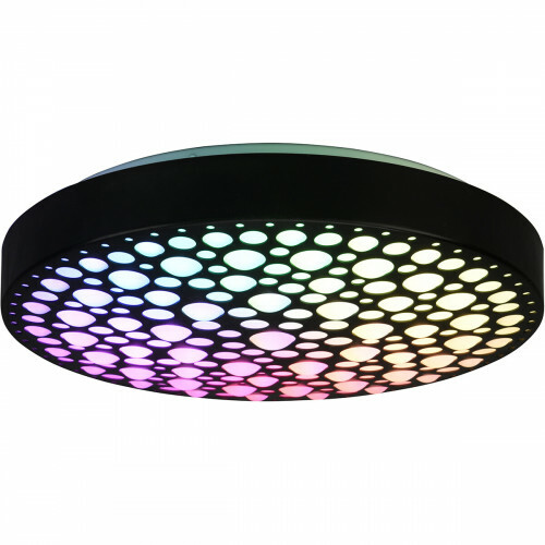 LED Deckenlampe - Deckenbeleuchtung - Trion Carol - 22W - Anpassbare Lichtfarbe - RGB - Dimmbar - Rund - Matt Schwarz - Kunststoff