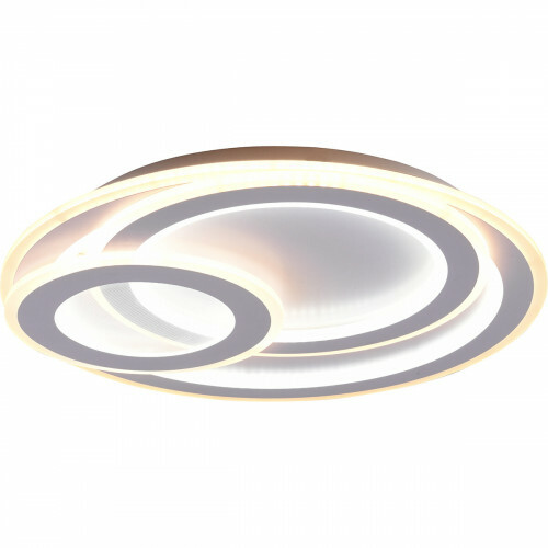 LED Deckenlampe - Deckenbeleuchtung - Trion Mirna - 74W - Anpassbare Lichtfarbe - Fernbedienung - Dimmbar - Rund - Mattweiß - Aluminium