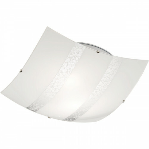 LED Deckenleuchte - Deckenbeleuchtung - Trion Niki - E27 Sockel - 2-flammig - Quadratisch - Silber - Glas