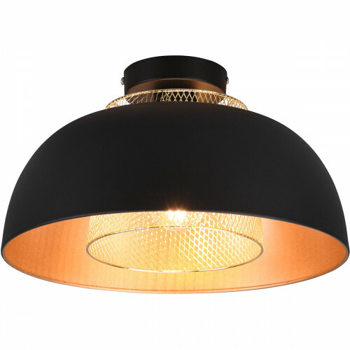 LED Deckenlampe - Deckenbeleuchtung - Trion Palmo - E27-Fassung - Rund - Matt Schwarz - Aluminium