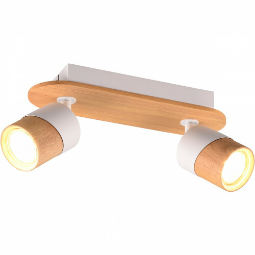 LED-Deckenspot - Trion Arnia - GU10 Fassung - 2-flammig - Rund - Holz/Weiß - Naturholz