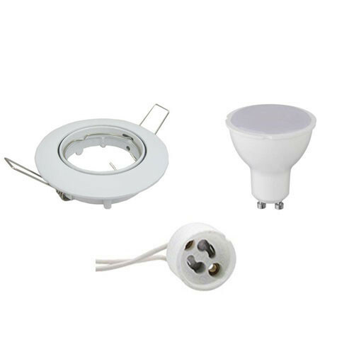 LED Spot Set - GU10 Sockel - Dimmbar - Einbau Rund - Glänzend Weiß - 6W - Warmweiß 3000K - Kippbar Ø82mm