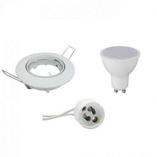 LED Spot Set - GU10 Sockel - Dimmbar - Einbau Rund - Glänzend Weiß - 6W - Universalweiß 4200K - Kippbar Ø82mm