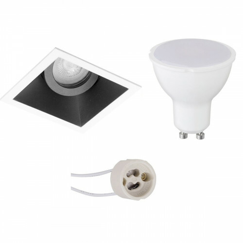 LED Spot Set - Aigi - Pragmi Zano Pro - GU10 Sockel - Einbau Quadratisch - Mattschwarz/Weiß - 8W - Tageslicht 6400K - Kippbar - 93mm