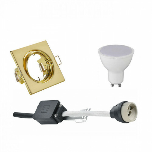 LED Spot Set - Trion - GU10 Sockel - Einbau Quadratisch - Matt Gold - 6W - Universalweiß 4200K - Kippbar 80mm
