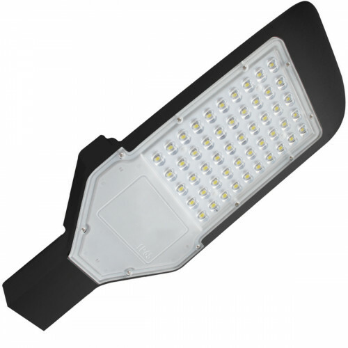 LED Straßenlaterne - Straßenbeleuchtung - Orny - 50W - Kaltweiß 6400K - Wasserdicht IP65 - Mattschwarz - Aluminium