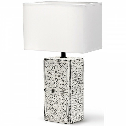 LED Tischlampe - Tischbeleuchtung - Aigi Astron XL - E14 Fassung - Quadrat - Matt Schwarz/Weiß - Keramik