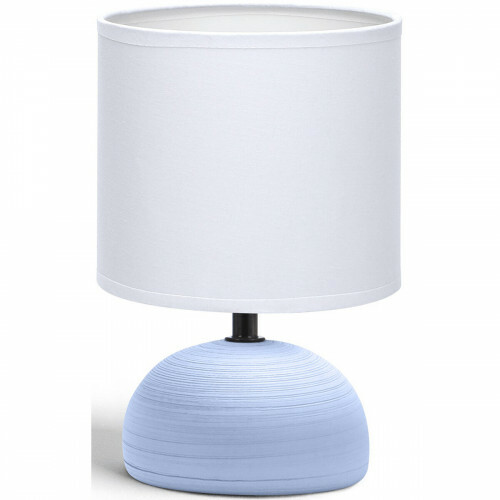 LED Tischlampe - Tischbeleuchtung - Aigi Conton 2 - E14 Fassung - Rund - Matt Blau - Keramik