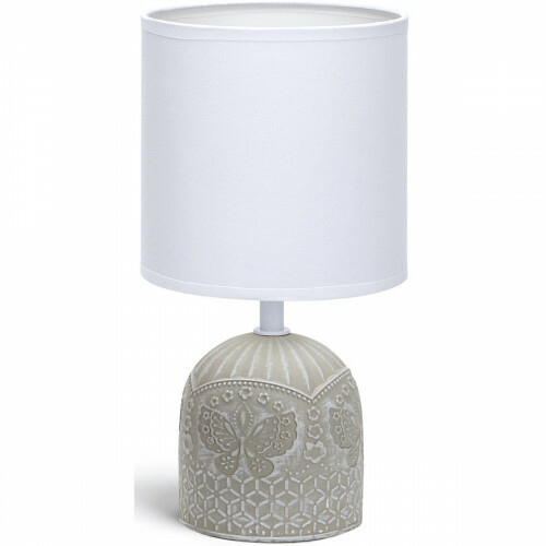 LED Tischlampe - Tischbeleuchtung - Aigi Cruni - E14 Fassung - Rund - Matt Grau - Keramik