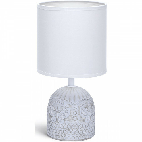 LED Tischlampe - Tischbeleuchtung - Aigi Cruni - E14 Fassung - Rund - Matt Weiß - Keramik