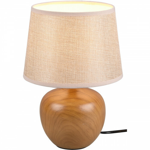 LED Tischlampe - Tischbeleuchtung - Trion Lunola - E14 Fassung - Rund - Matt Braun - Keramik